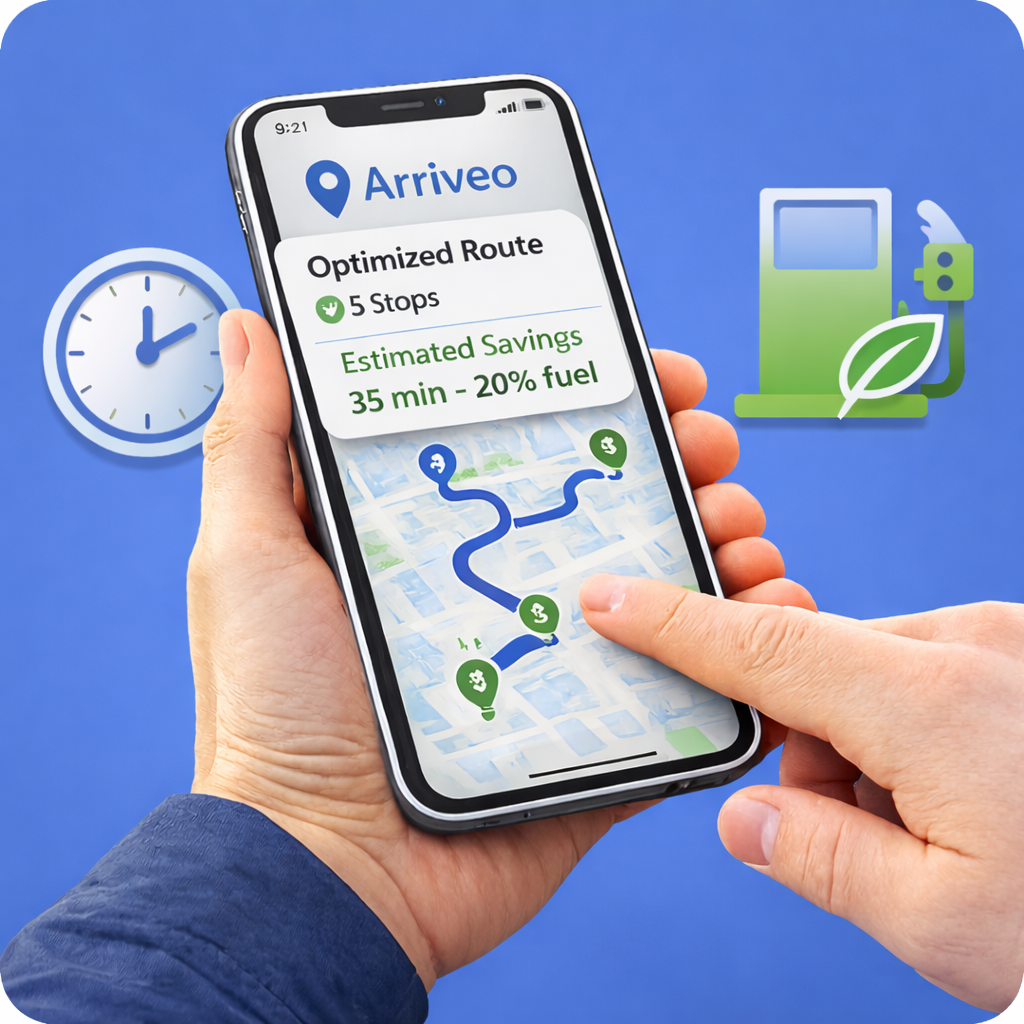 Driver receives optimized route